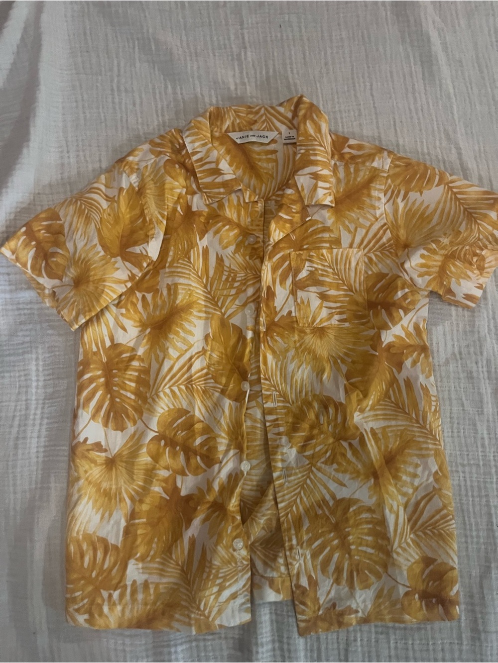 Janie and Jack Hawaiian Yellow Floral Short-Sleeve Button-Up Shirt